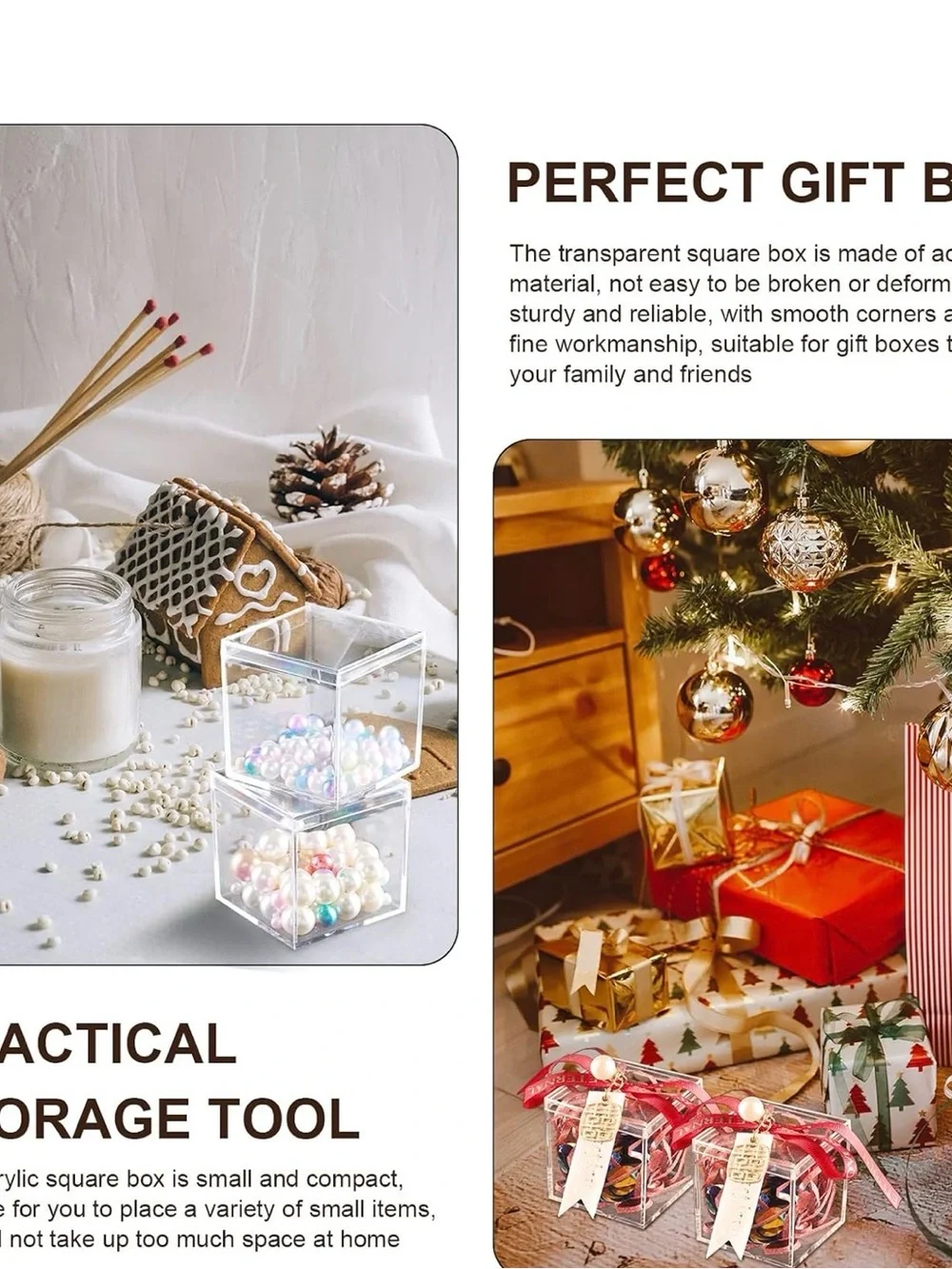 Clear Gift Favor Boxes with Silver Ribbon